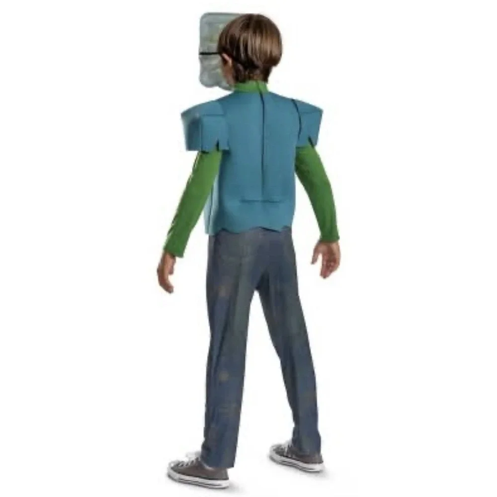 Minecraft Movie ZOMBIE Jumpsuit Costume Size S 4-6 Mask‎ Glows NIP Unisex